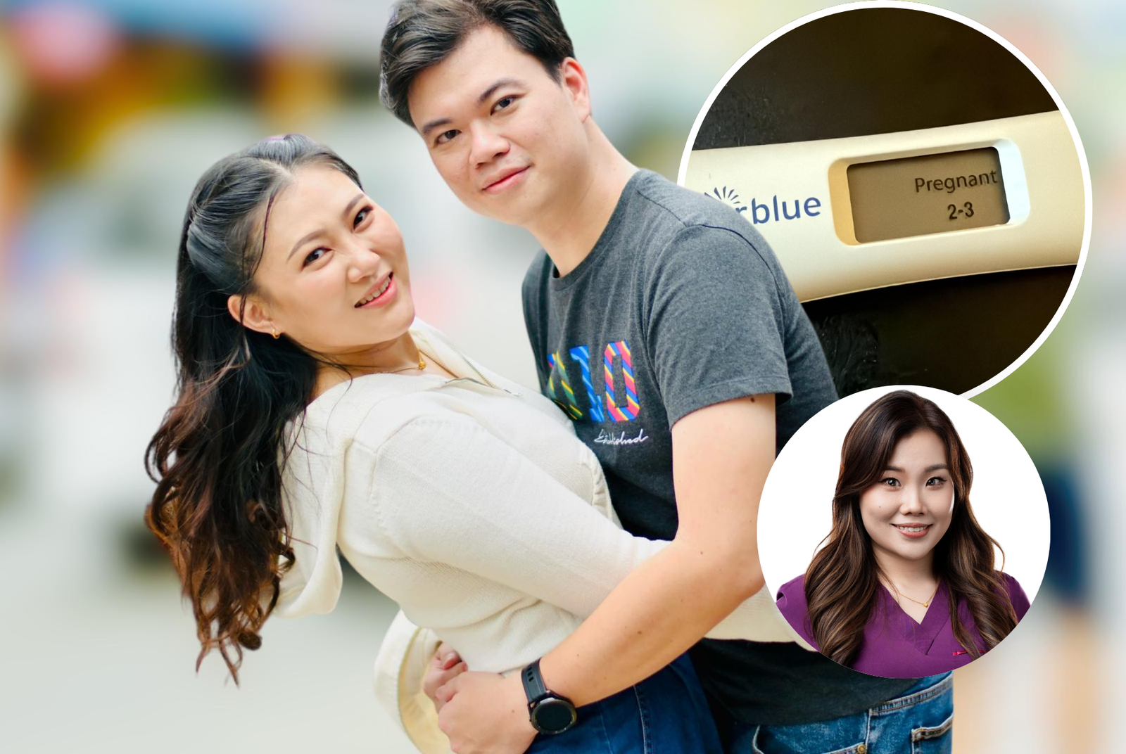 Smiling couple celebrating a positive pregnancy test following TCM traditional chinese medicine fertility and prenatal care